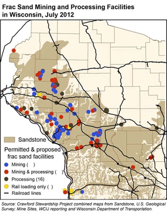 Frac Sand Mining in WI as of July 2012